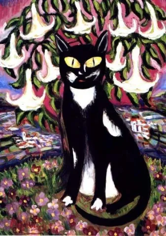 Gato en el jardin florido Nahui Olin - Poesia Online