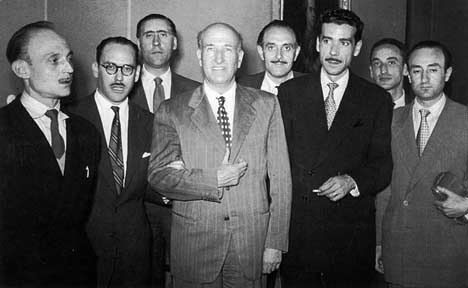 Congreso de Poesia Segovia 1952 De izquierda a derecha Hierro Jose Suarez Carreno Ricardo Gullon Vicente Aleixandre Jose Maria Alonso Gamo Marcial Suarez Carlos Bousono y Leopoldo de Luis - Poesia Online