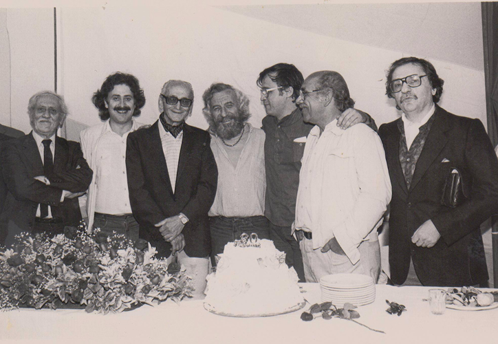 Jorge Boccanera Osvaldo Pugliese Pedro Gaeta y amigos. Foto del archivo personal de Jorge Boccanera - Poesia Online